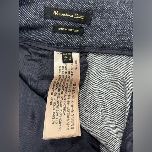 Massimo Dutti Wool Blue Grey Ankle Length High Rise Tapered Pants Sz US 6 EUC - Picture 5 of 14